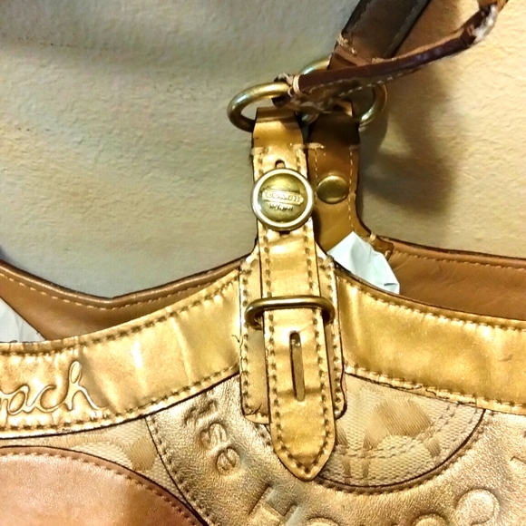 Coach Carly F16180 pieced Patchwork Metallic Signature Leather Tote - Picture 3 of 13